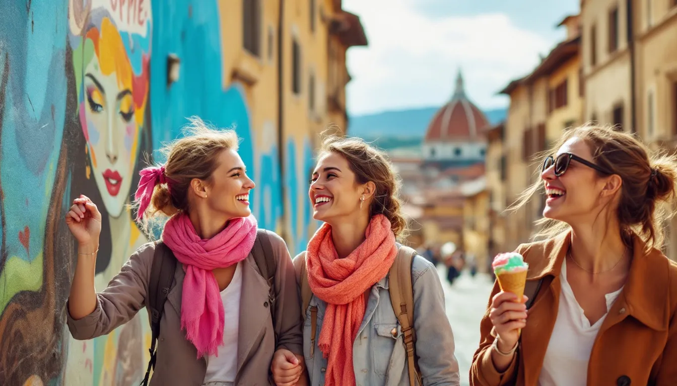 A group of solo female travelers enjoying a day trip in Italy, showcasing the adventure and camaraderie.