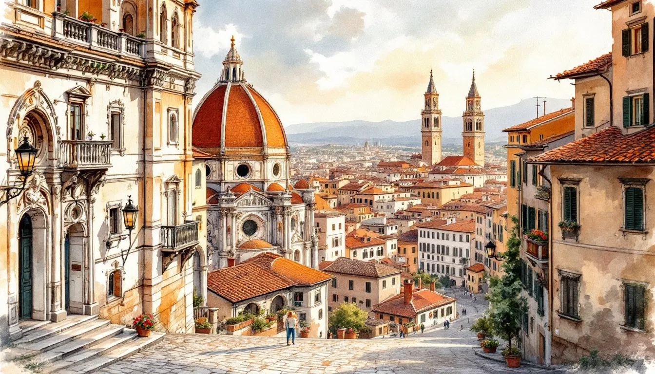 A picturesque view of a historic city in Italy, showcasing its famous architecture. Why should I visit Italy? This city is a prime example of its rich history and beauty.