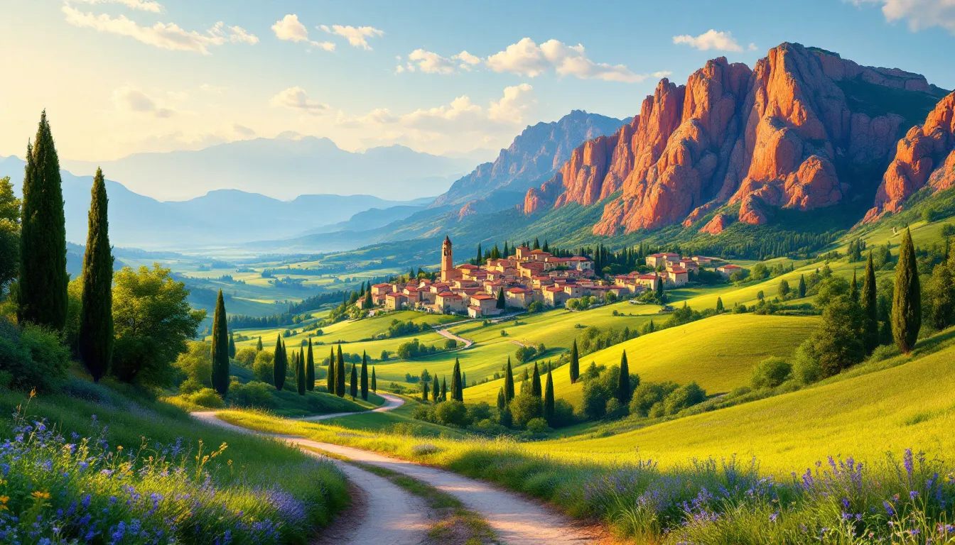 A dramatic landscape of rolling hills and mountains in Italy, perfect for exploration and adventure.