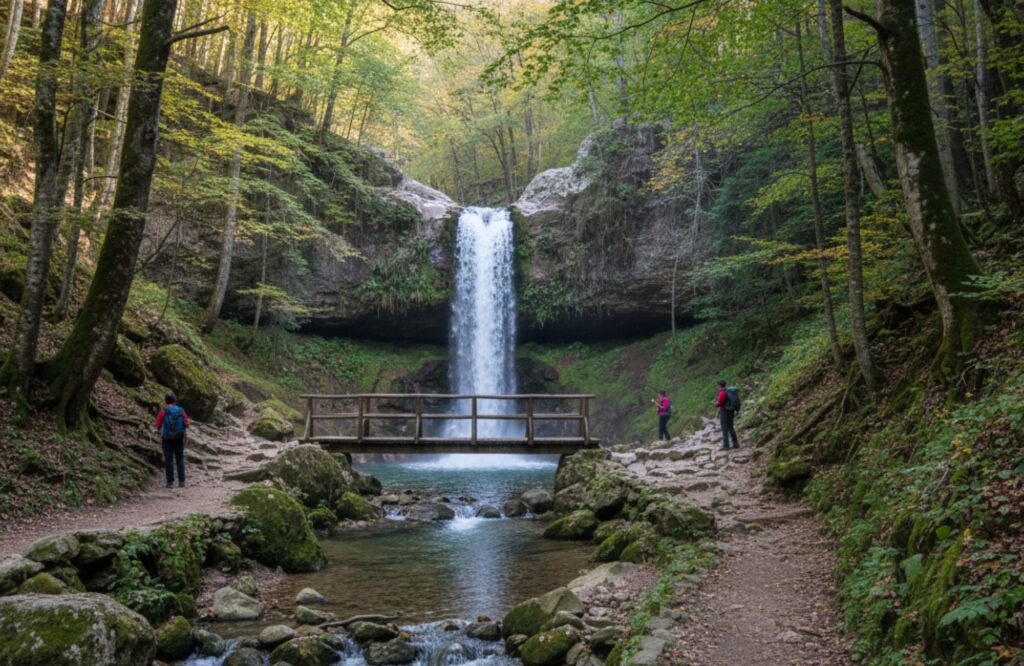 Hiking Trail to the Prata Waterfalls in Italy